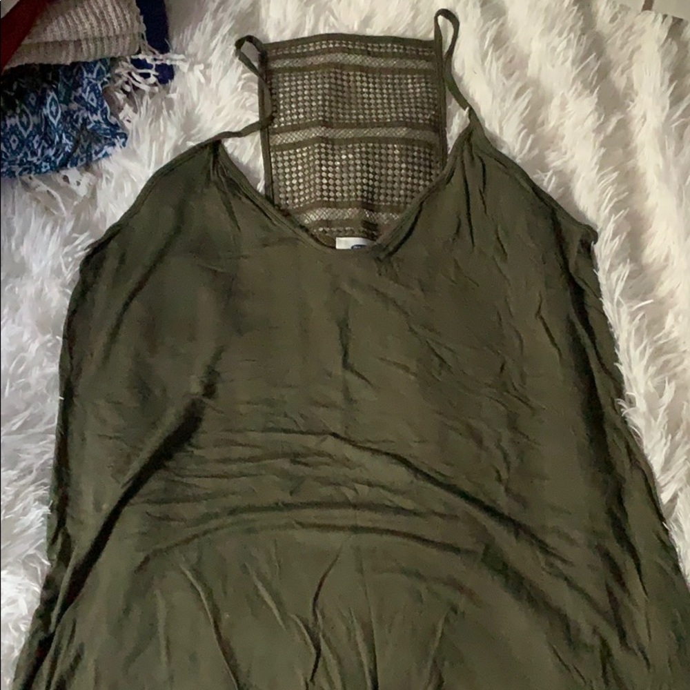 Olive green laced back tank top